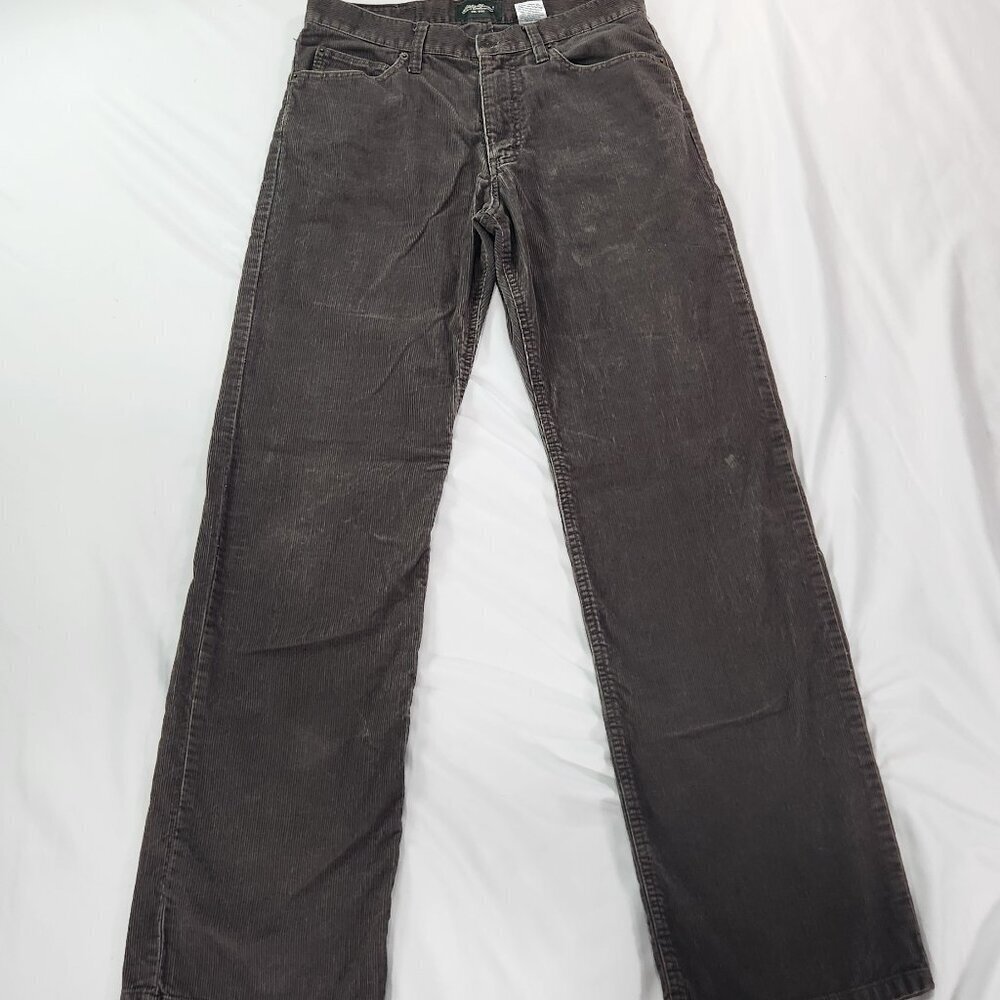 Eddie Bauer Mens Corduroy Pants 30 x 33 Green Pockets Casual.
